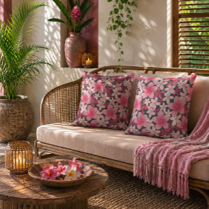 Vintage hawaiianische Plumerien-Blumenmuster Kissen