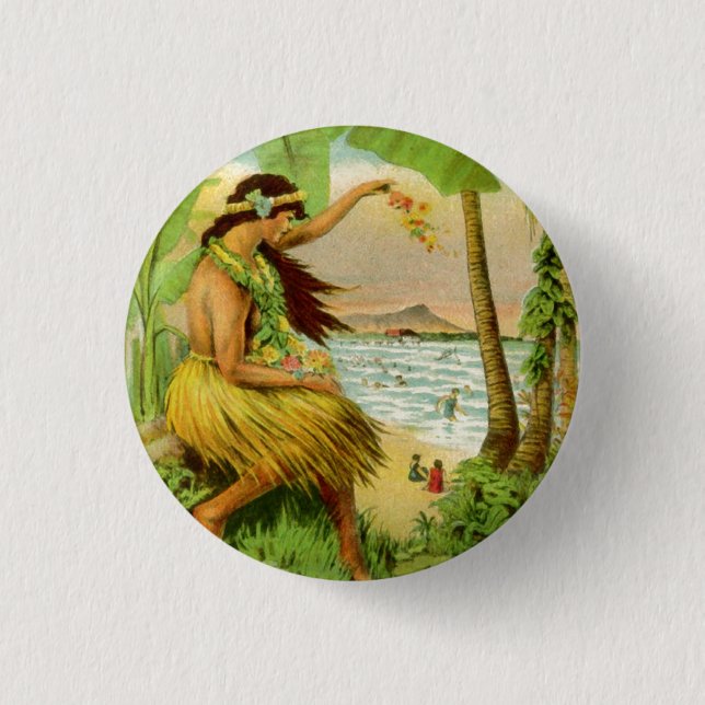 Vintage hawaiianische Reise Button (Vorderseite)