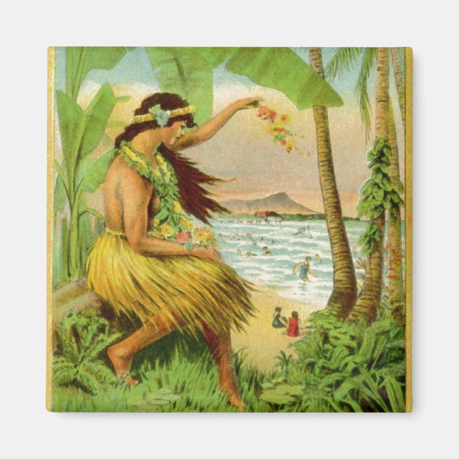 Vintage hawaiianische Reise Magnet (Vorne)