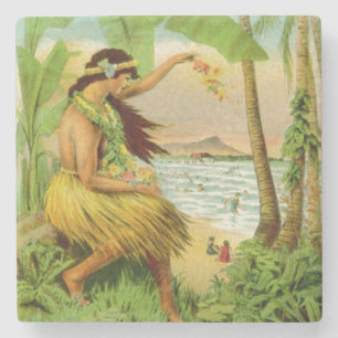 Vintage hawaiianische Reise Steinuntersetzer