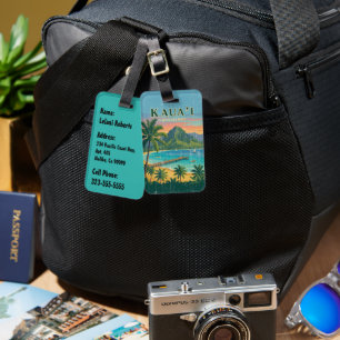 Vintage hawaiianische Reiseplakate - Kauai Gepäckanhänger