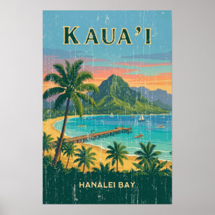 Vintage hawaiianische Reiseplakate - Kauai Poster