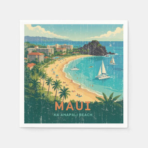 Vintage hawaiianische Reiseplakate - Maui Serviette