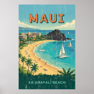 Vintage hawaiianische Reiseposter - Maui Poster