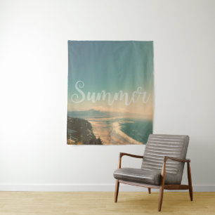 vintage hawaiianische Strandlandschaft -Sommer Mee Wandteppich