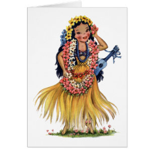 Vintage Hawaiienne en tenue hula