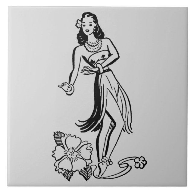 Vintage hawaiische Fliesen - Hula Tänzer (Vorderseite)
