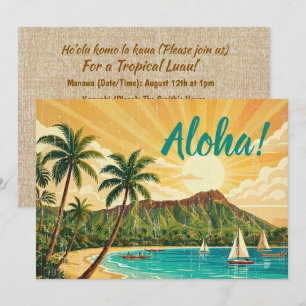 Vintage hawaiische Reiseplakate - Oahu Einladung