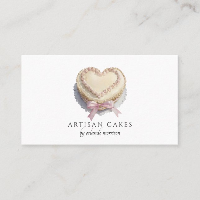 Vintage Heart Cake Artisan Cake Maker Visitenkarte (Vorderseite)