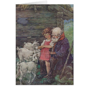 Vintage - Heidi und Großvater mit den Schafen,