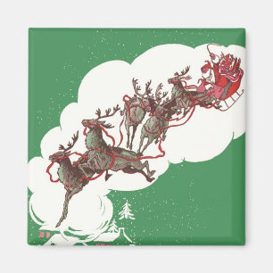 Vintage Heiligabend, Retro Weihnachtsmann im Schli Magnet