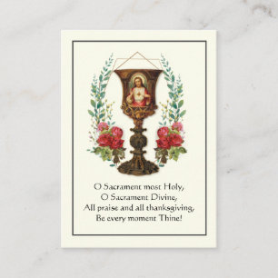 Vintage Heiliges Herz Jesu Kelch Gebetsrosen Visitenkarte
