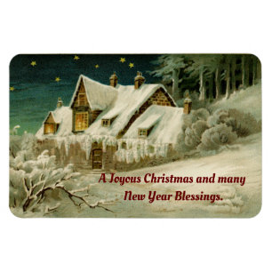 Vintage-Heim-Winterszene Magnet