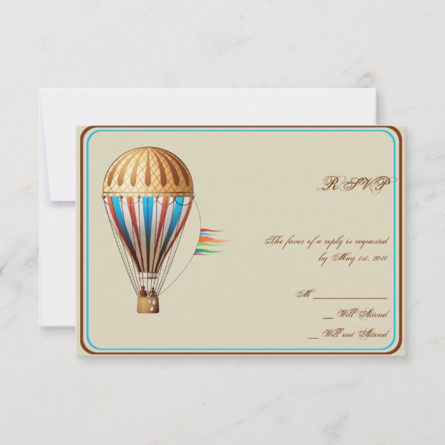 Vintage Heißluftballon-Antwortkarte RSVP Karte (Vorderseite)