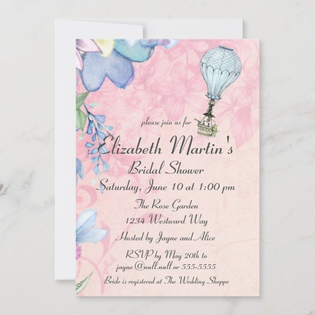 Vintage Heißluftballon Bridal Dusche Einladung (Vorderseite)