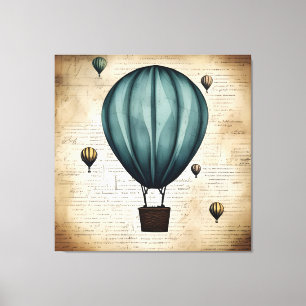 Vintage-Heißluftballon-Design, Bleistiftskizze Leinwanddruck