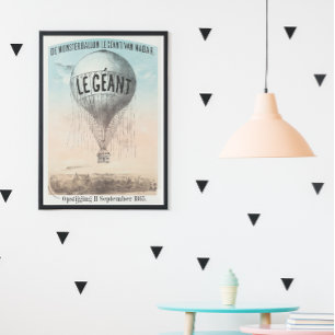 Vintage-Heißluftballon französische Reise Poster