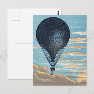 Vintage Heißluftballon Himmel Kinderzimmer Kunst Postkarte