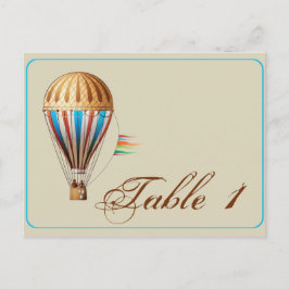 Vintage Heißluftballon Hochzeitsstimmung Tischnumm Postkarte