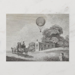 Vintage-Heißluftballon-Kunstzeichnung Postkarte