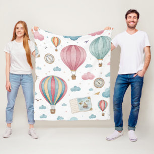 Vintage-Heißluftballon-Muster (1) Fleecedecke