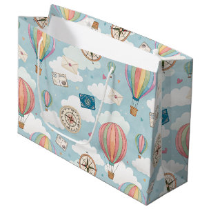 Vintage-Heißluftballon-Muster (2) Große Geschenktüte