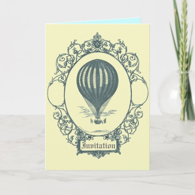 Vintage Heißluftballon-Pilot Geburtstagspartei Einladung (Vorderseite)