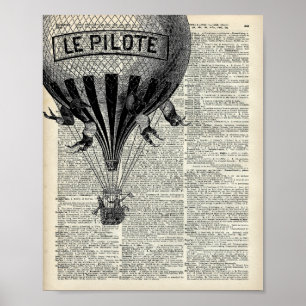 Vintage Heißluftballon Poster
