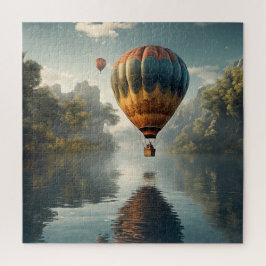 Vintage Heißluftballon Wasserreflexion