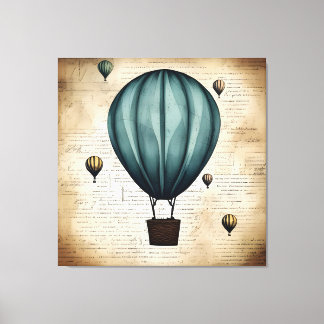 Vintage Heißluftballondesign , Bleistift-Skizze Leinwanddruck