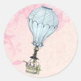 Vintage Heißluftballonhochzeit Runder Aufkleber