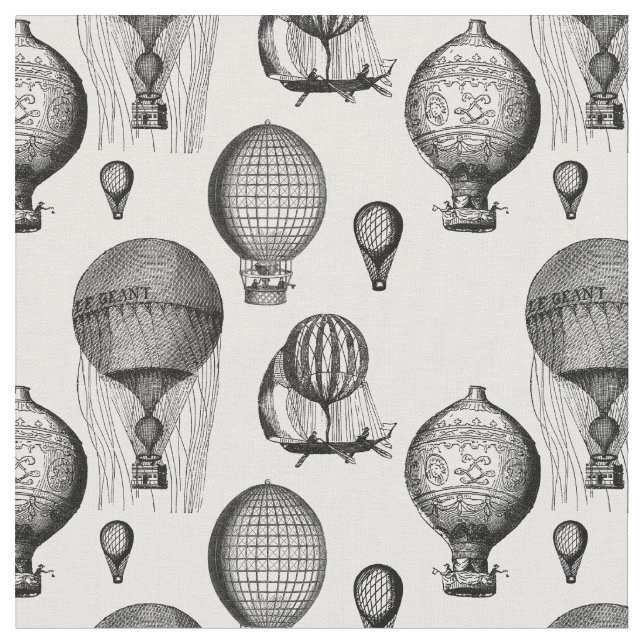 Vintage Heißluftballons in B&W Stoff (Nahaufnahme)