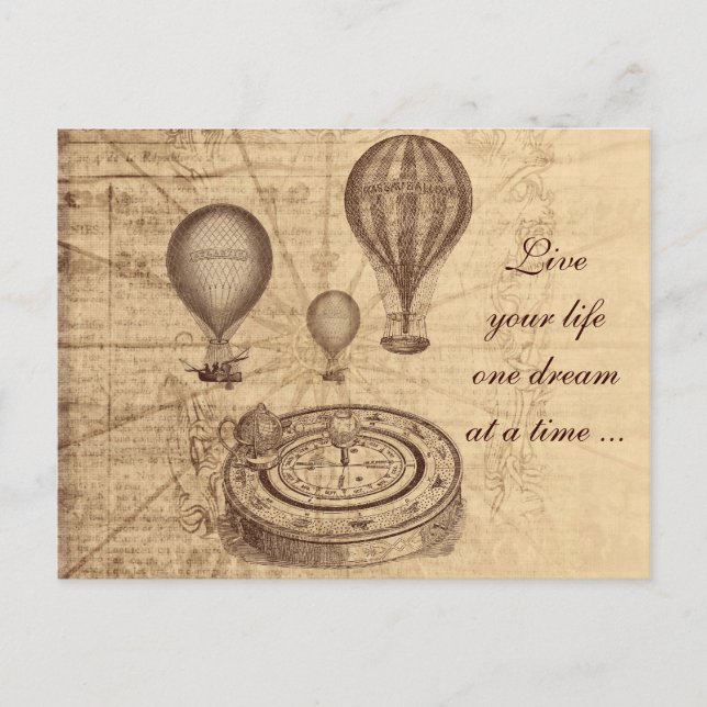 Vintage Heißluftballons - Steampunk Postkarte (Vorderseite)