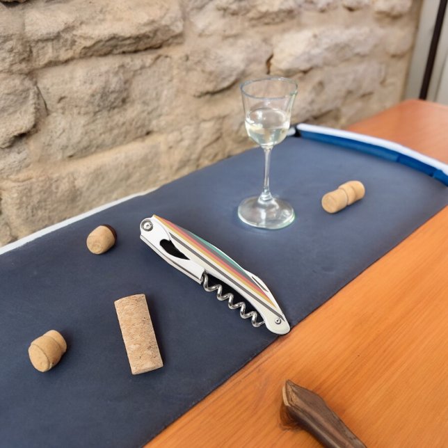 Vintage, helle Streifen Kellnermesser (Corkscrew Bottle Opener)