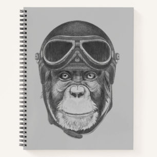 Vintage-Helm-Affe Notizbuch