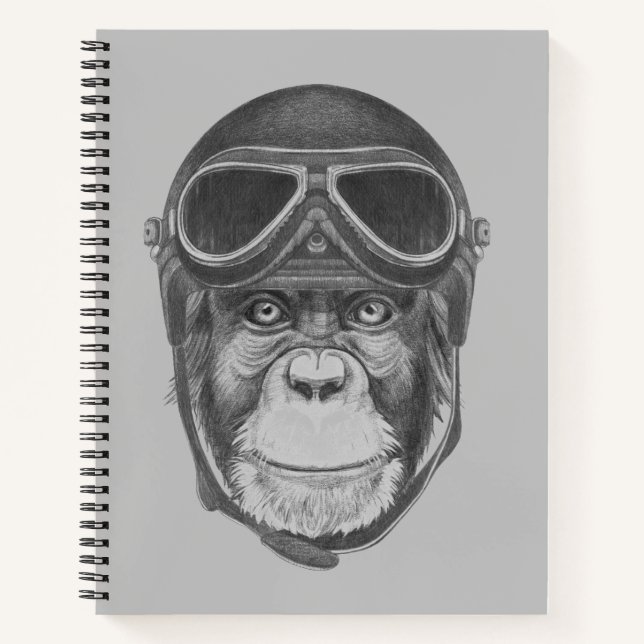 Vintage-Helm-Affe Notizbuch (Vorderseite)