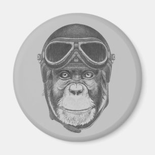 Vintage Helm Schimpanse Magnet