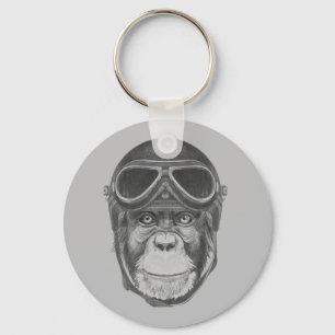 Vintage Helmet Chimpanzee Schlüsselanhänger