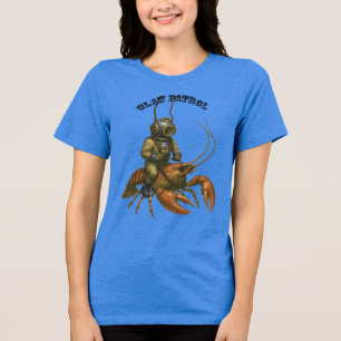 Vintage-Helmtaucher reitet auf einem riesigen Flus Tri-Blend Shirt