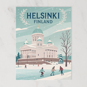Vintage Helsinki Finnland Winter Postkarte