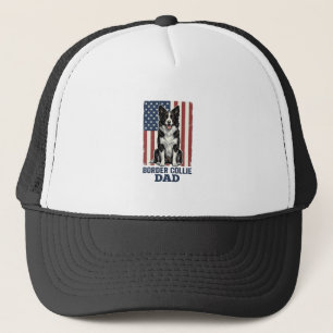 Vintage-Hemd Border Collie Dad Patriotic Hundedesi Truckerkappe