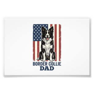 Vintage-Hemd mit Border Collie-Vater-Patriotismus- Fotodruck
