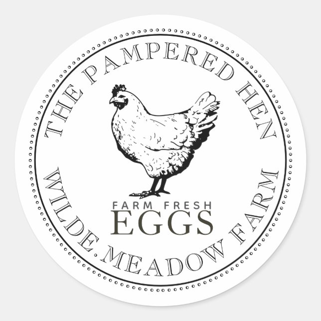 VINTAGE HEN FARM ÉTIQUETTE OEUFS FRAIS (Devant)