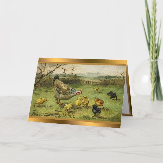 Vintage Hen Pâques Cartes pliées (Devant)