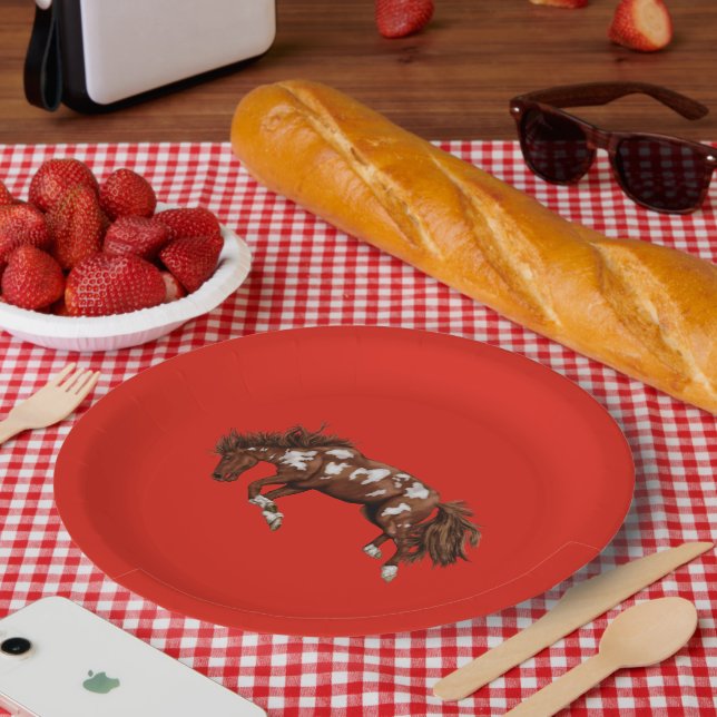 Vintage-Hengst  Pappteller (Picknick)