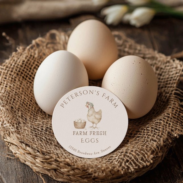 Vintage Henne- und Eierlandwirtschaft Runder Aufkleber (Von Creator hochgeladen)