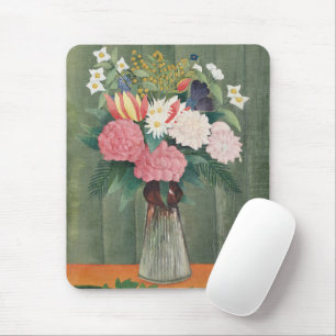 Vintage Henri Rousseau Stillleben mit rosa Blumen Mousepad