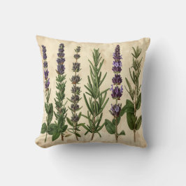 Vintage Herb Pillow - Botanical Rosemary Lavender  Kissen