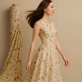 Vintage Herbarium Pressed Flower Botanical Fabric Stoff