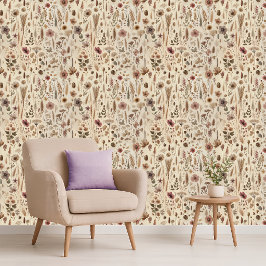 Vintage Herbarium Pressed Flower Botanical  Tapete